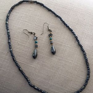 Vintage Hemetite star earrings and necklace